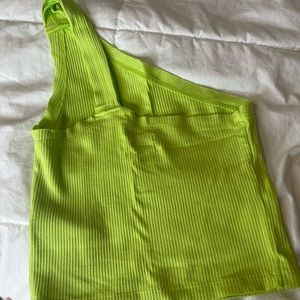 Neon green one shoulder crop